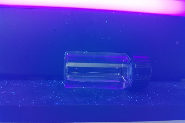 Hier zum Vergleich: Wasser unter UV-Licht. (Foto: TA)
